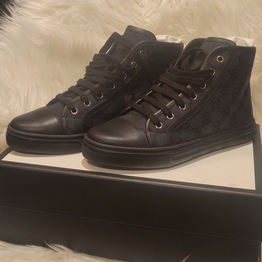 Gucci Black Monogram High-Top Sneakers